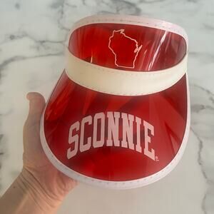 Sconnie Wisconsin Clear Red Vintage Summer Sun Elastic Back Golf Hat Visor
